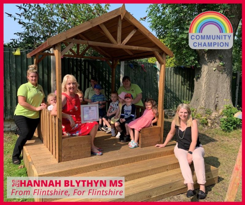 Hannah with staff and children at The Treehouse Nursery