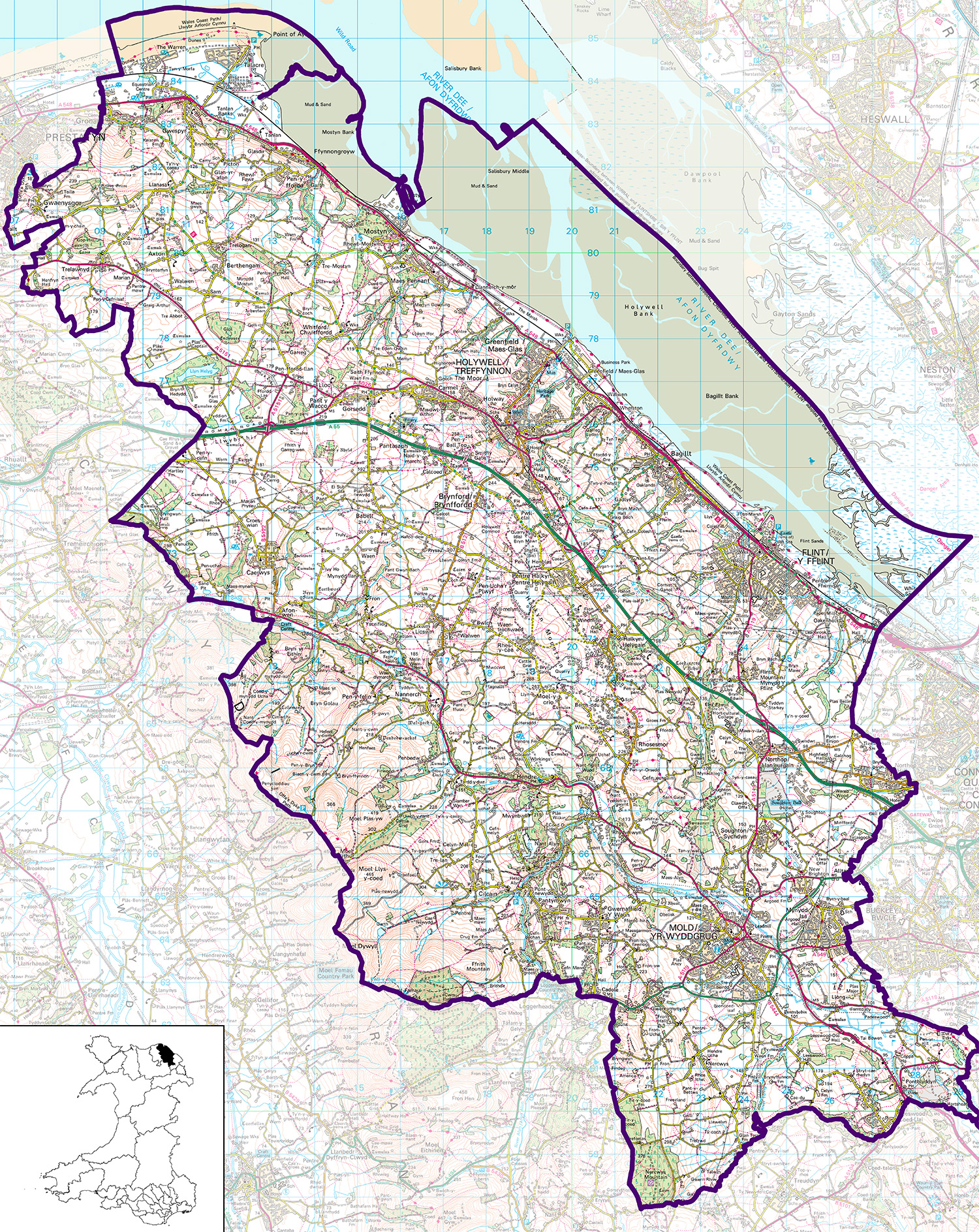 Map of Delyn constituency, Wales